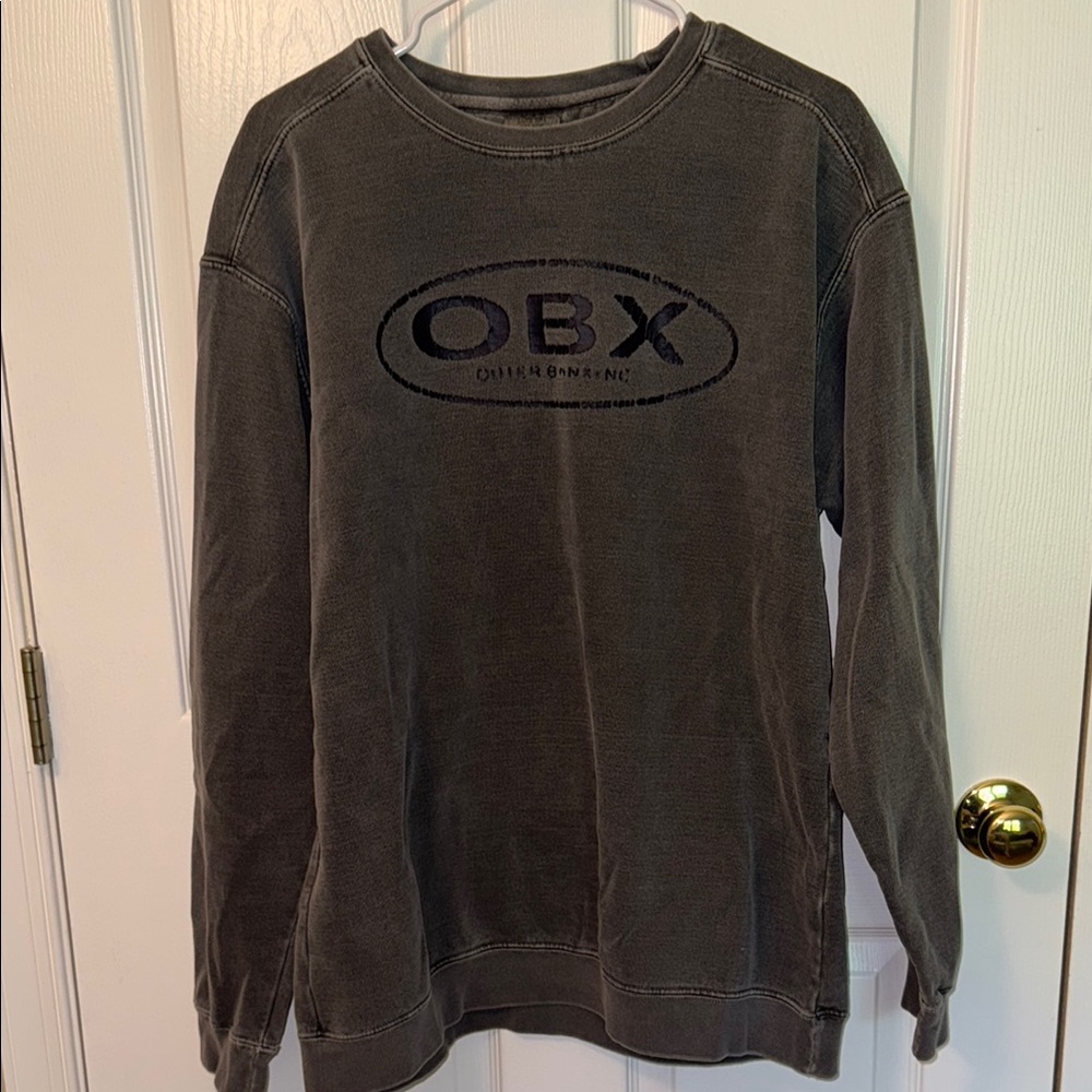 Men’s Sz L OBX Outer Banks grey crewneck sweatshirt